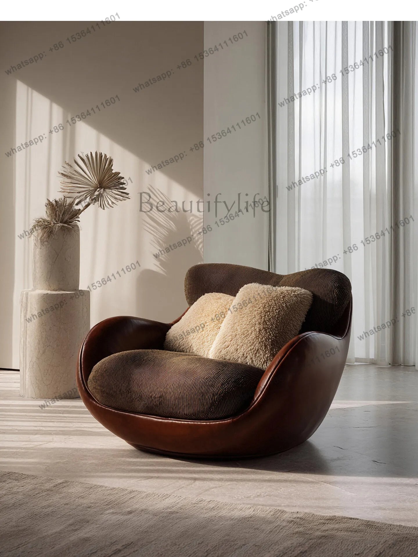 Italian light luxury single sofa leisure chair Nordic modern home living room lazy sofa chair