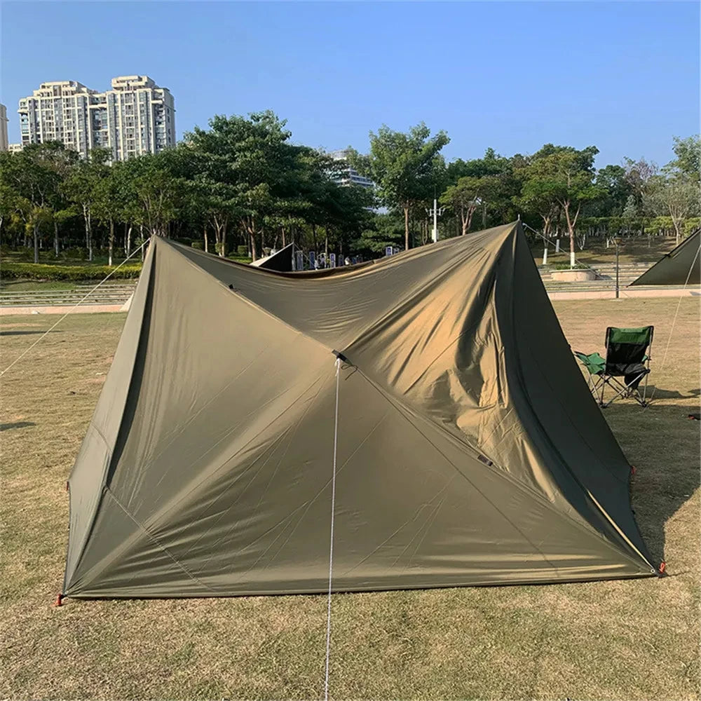 19 Hang Point Tarp Waterpoof Survival Bushcraft Sun Shelter Beach Shade Tent Outdoor Canopy Backpacking Tourist Awning 4x4 3x3m