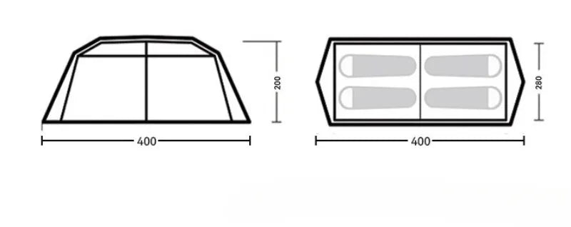 Oxford Cloth Beach Tent Rainproof Sunproof Ventilation Nature Hike Family Travel Shelter Tent Large Space Camping Supplies Tents