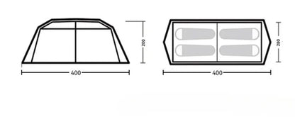 Oxford Cloth Beach Tent Rainproof Sunproof Ventilation Nature Hike Family Travel Shelter Tent Large Space Camping Supplies Tents