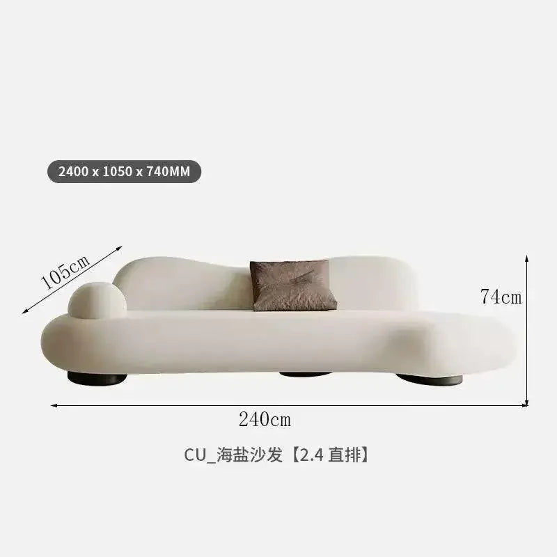 Italian minimalist sea salt sofa living room large flat layer fabric simple modern special-shaped sofa