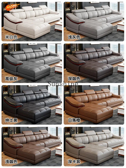Modern simple living room size apartment combination leather art sofa furniture       FT