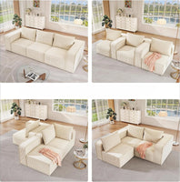 Luxurious 3-Seat Deep Modular Sectional Sofa with Cloud Comfort and 3 Pillows in Corduroy for Living Spaces and Apartments