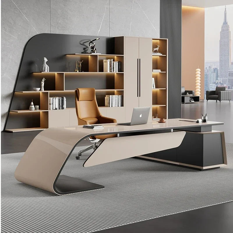Designer Modern Office Desks Asthetic Luxury Storage Drawers Writing Executive Desk L Shaped Study Escritorios Office Furniture