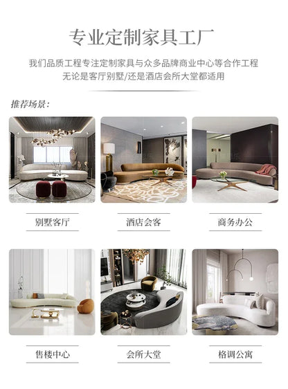 yA38 Modern simple light luxury curved fabric sofa, reception negotiation hall beauty salon semicircular combination