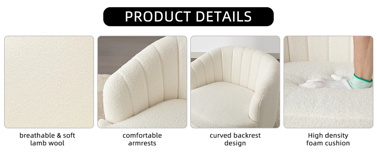 Swivel Accent Chair with Armrest, Modern 360 Degree Swivel Barrel Chair with Curve Back and Soft Cushion,Comfy Round Sherpa