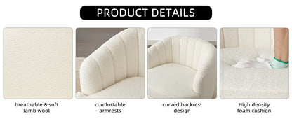 Swivel Accent Chair with Armrest, Modern 360 Degree Swivel Barrel Chair with Curve Back and Soft Cushion,Comfy Round Sherpa