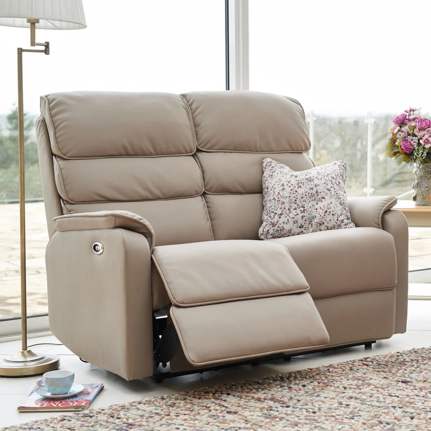 Good Quality 2 Seater Electric Recliner Leather Reclinable Modern l Shape Couch Sofa Set