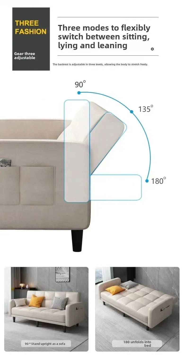 Sofa living room Small apartment rental room Folding sofa bed Single double bedroom Simple modern apartment Fabric sofa