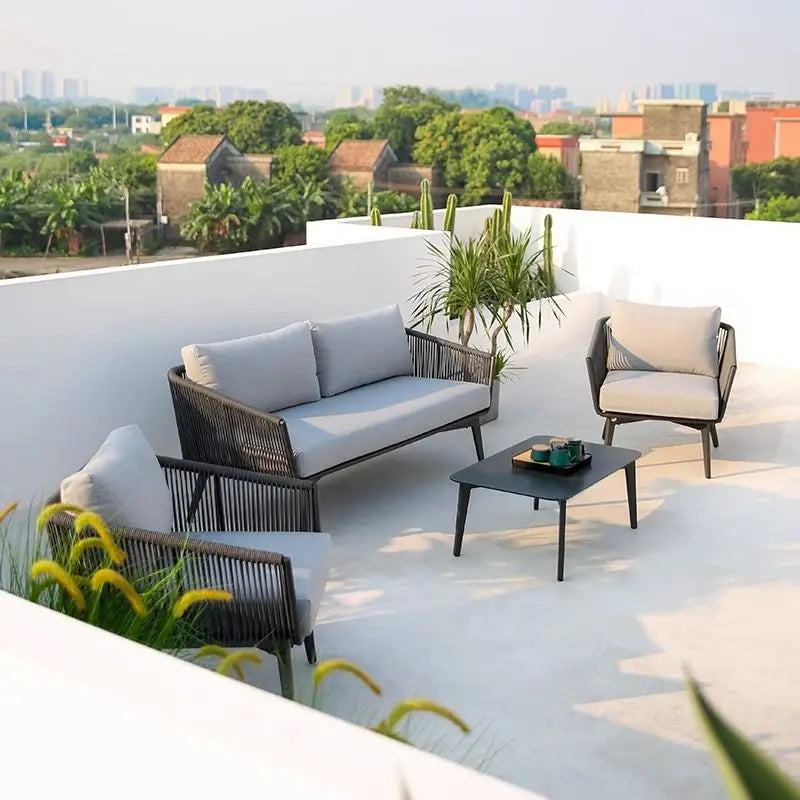 Outdoor Nordic Garden Sofas Hotel Balcony Combination Modern Garden Sofas Terrace Metal Furniture Divano Di Giardino MHHYSF