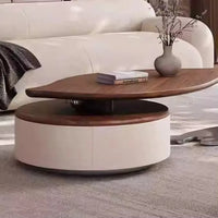 Retro solid walnut coffee table high-end living room furniture metal storage cabinet