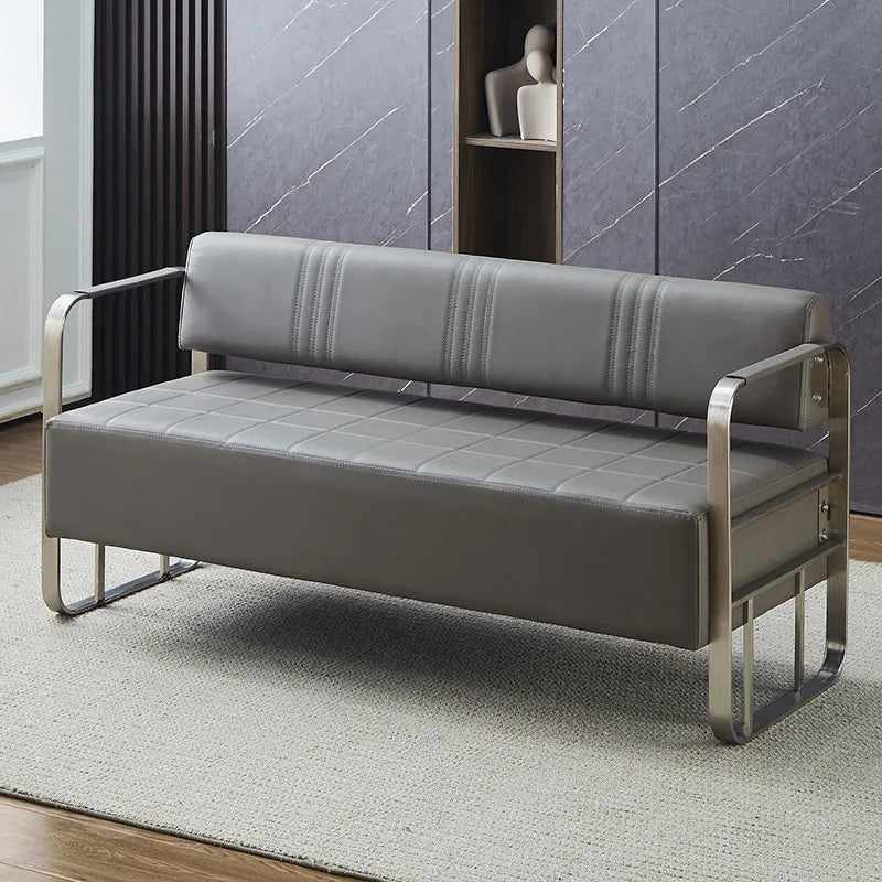 Barbershop Hairdresser Waiting Chair Beauty Clothing Shop Lounge Area Stainless Steel Gold-Plated Sofa Waiting Area Bench Chair