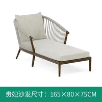 Leisure Solid Wood Outdoor Sofas Home Living Room Outdoor Balcony Rattan Sofa Chair and Coffee Table Nordic Garden Furniture Set