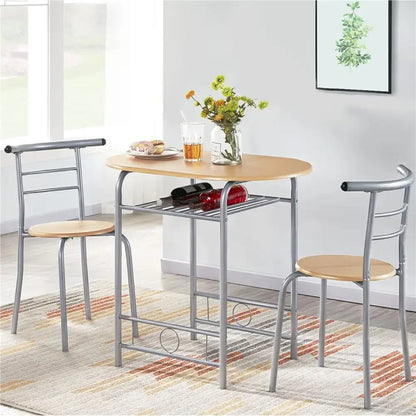 Alden Design Modern Dining Set 3pcs round Table And 2 Chairs Multiple Colors Available for Kitchen Room Furniture