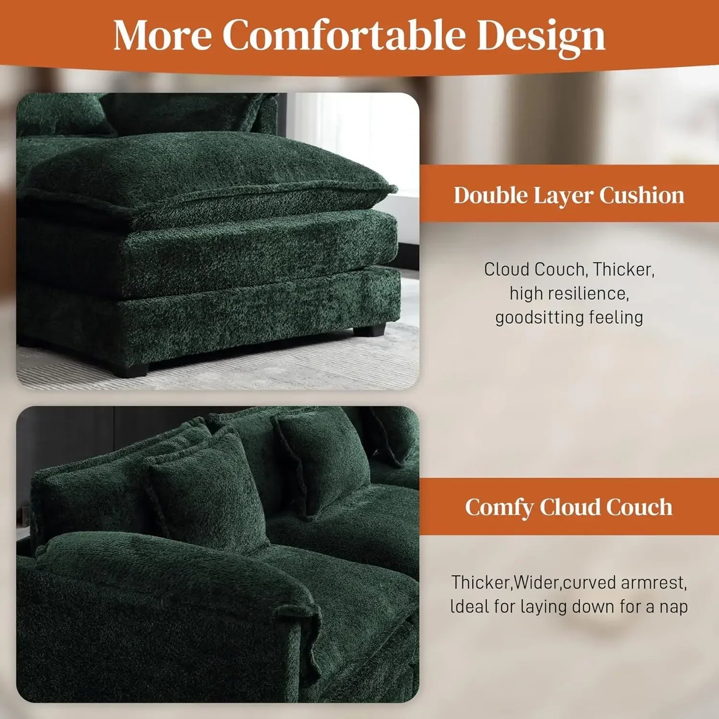 #For 112" Oversized Sectional Sofa Cloud Couch for Living Room, Chenille Modern Upholstery L Shape Sofa, Comfy Boucle Modular Sl