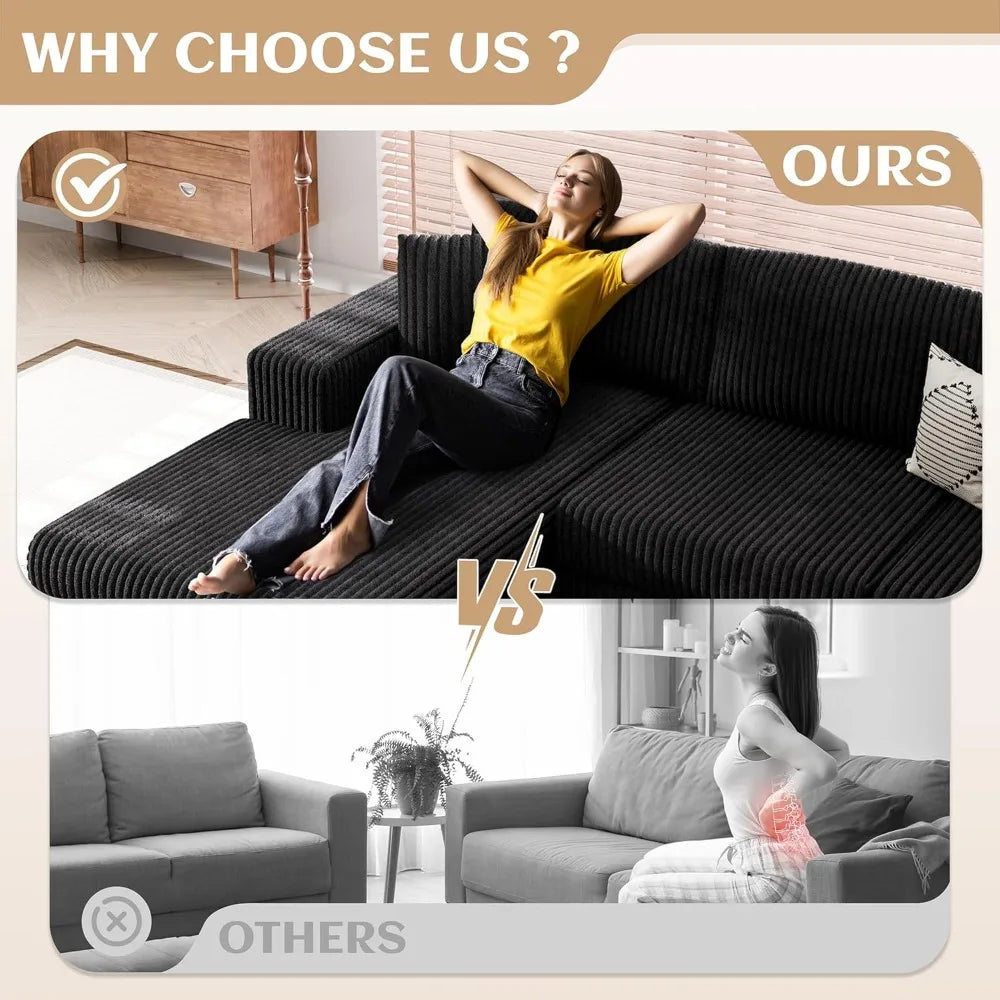 105 Boneless Couches for Living Room, Sectional Couches Modular Sofa with L-Shaped Chaise, Memory Foam Comfy Cloud Cou