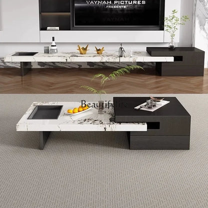 *Italian telescopic rock slab coffee table living room household large apartment solid wood coffee table