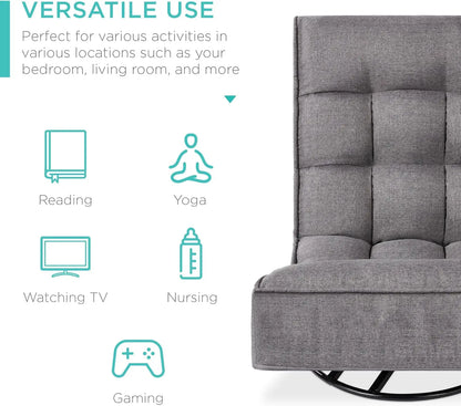 Reclining Folding Floor Gaming Chair for Home,Office,Lounging,Reading w/360-Degree Swivel,4 Adjustable Positions,Tufted Cushions