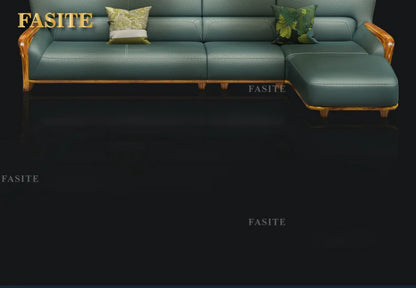 Leather sofa combination home living room corner first layer cowhide modern new Chinese furniture