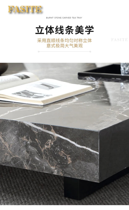 Marble Top Coffee Table Living Room Luxury Stone Rectangular Coffee Table Modern Topper Italian Table Home Furniture