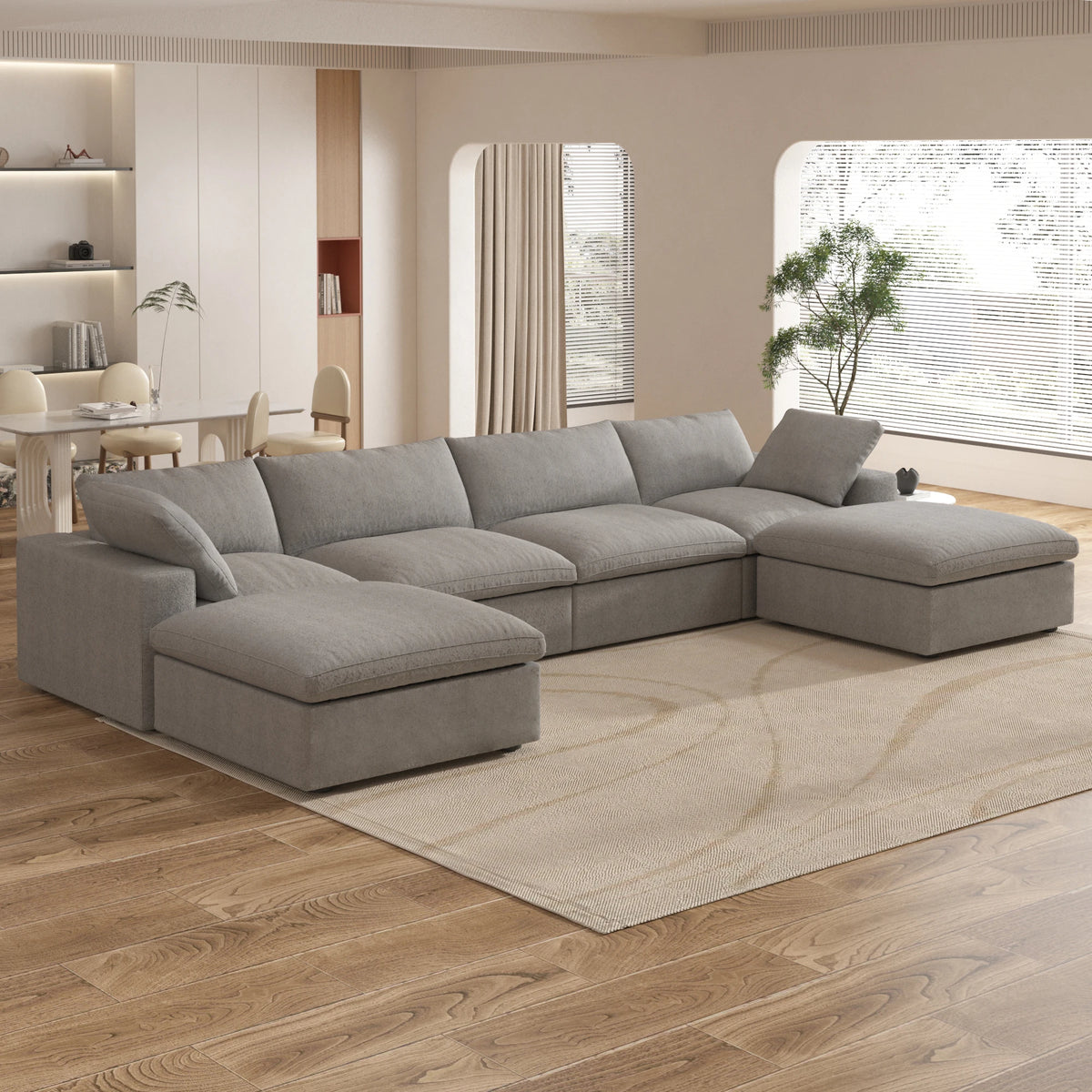 Cloud Modular Sectional Sofa with 2 Storage Ottomans 160.6
