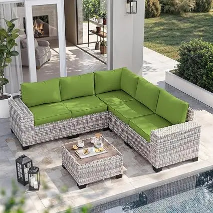 Outdoor PatioLix Furniture Set Wicker Rattan Sectional Sofa Set, Patio Conversation Set