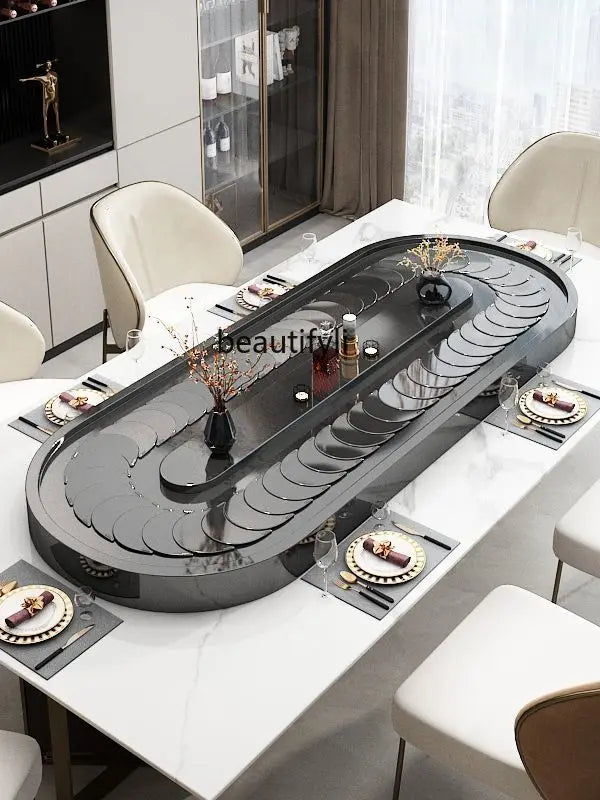 Rectangle electric vegetable turntable Oval stainless steel conveyor b ...