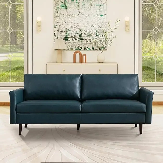 Modern Faux Leather Sofa for Small Spaces, 3 Seater, Bedroom, Office, Apartment, Living Room Couch, 80"