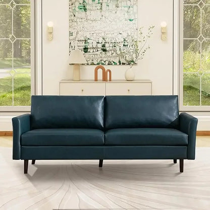 Modern Faux Leather Sofa for Small Spaces, 3 Seater, Bedroom, Office, Apartment, Living Room Couch, 80"