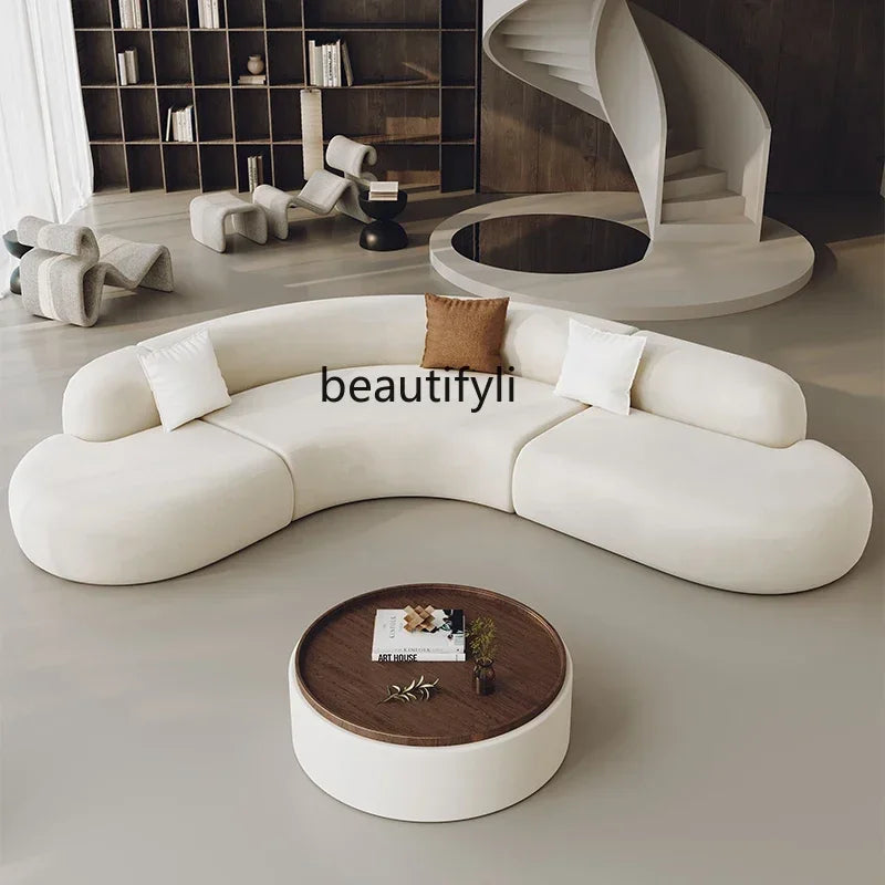 L-shaped corner curved special-shaped sofa small apartment beauty salon hotel office lobby lounge area reception