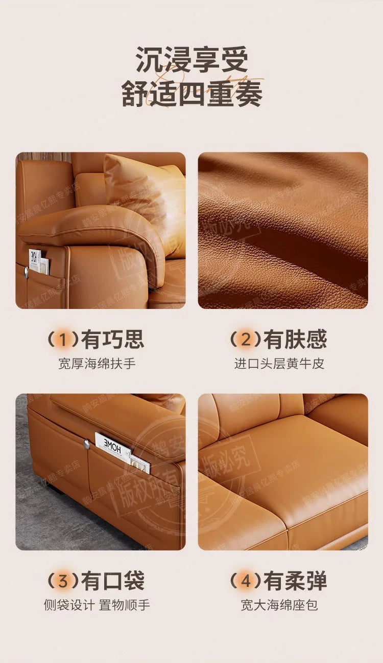 New European-style simple leather sofa wedding room new house light luxury small apartment high-end leather sofa straight row