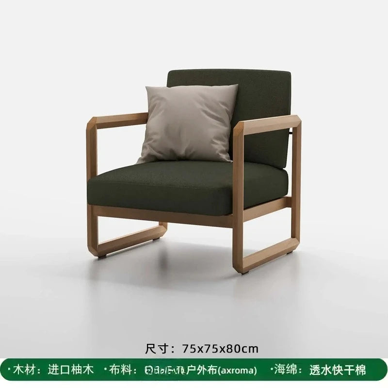 Outdoor solid wood sofa villa terrace rattan chair leisure combination furniture