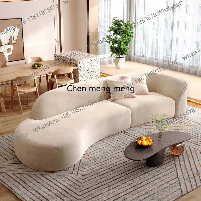 New arrive Cream Floor Living Room Sofas Curved Lounge Ergonomics Women Living Room Sofas White Minimalist Muebles Postmodern Fu