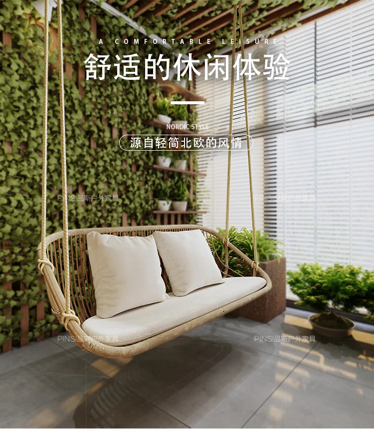 MJY hanging basket rattan chair single double swing sofa indoor cradle ceiling rattan chair