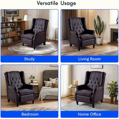 White Fabric Tudded Single Sofa Armchair with Wingback Design for Living Room, Bedroom, or Study