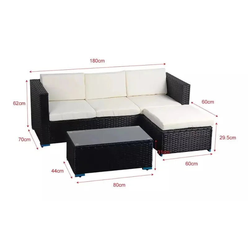 Outdoor Dining Table Rattan/Wicker Furniture Set Removable Rattan Bistro Garden Sofa Set