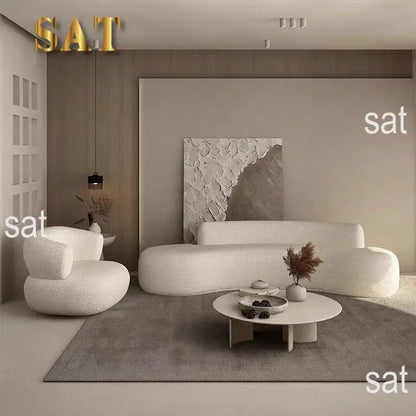 # Hot Minimalist Luxury Para Sala Three-Seat Sofa Set Furniture White Juego De SofasCouch Living Room Corner Boucle Curved Sofa