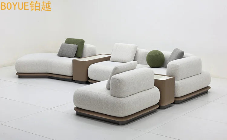 Cream curved sofa set luxury modular combined sofa
