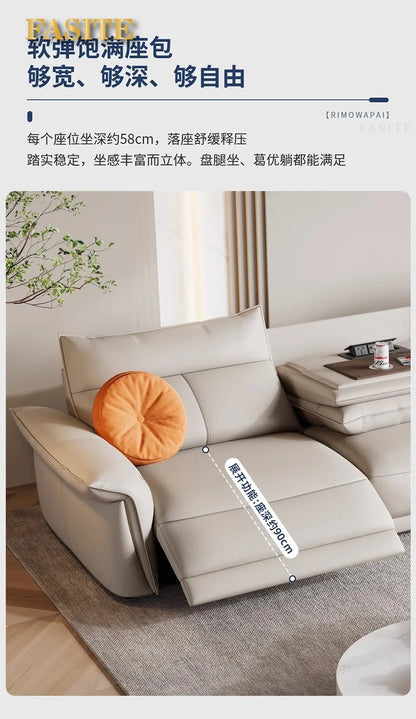 Leather sofa, electric living room, home theater sofa, modern function, adjustable leg support, one layer cowhide sofa