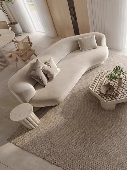 Fabric Living Room Sofas European Beige Italian Curved Luxury Couch Double Modern Designer Divano Soggiorno Home Furniture