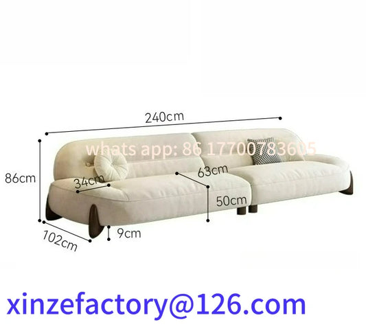 Customizable LXC modern minimalist cloud skin-friendly flannel small apartment living room straight row light luxury sofa