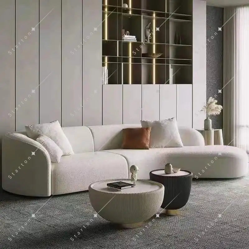 Nordic Style Modern Modular Tufted Fabric Sofa Set for Living Room Hotel or Apartment
