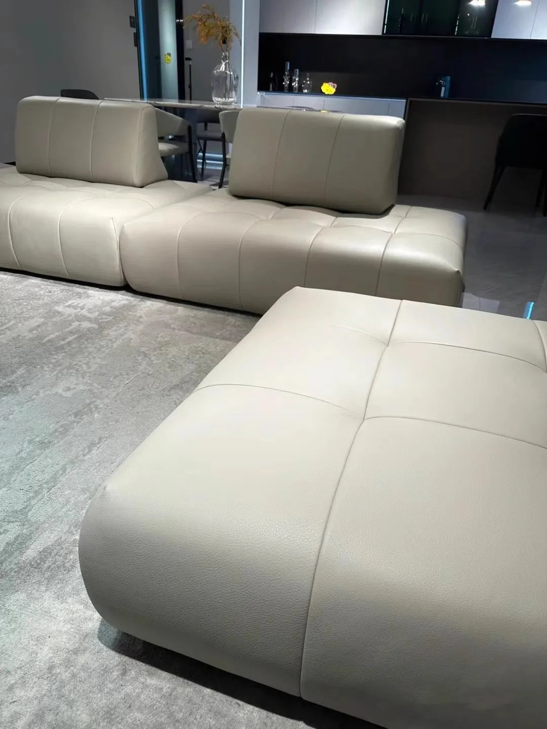 BJ Italian Minimalist Living Room Sofa Designer Tofu Block Free Lazy Module Combination Leather Art Large Sofa Bedroom Sofa