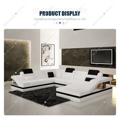 Modern Luxury Black Eco-pure Leather Italian Recliner Sofa Set Furniture Modular Sofa in Leather