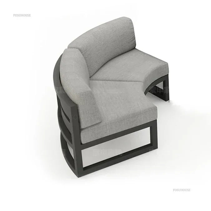 Outdoor Waterproof Sun Protection Garden Sofas Curved Outdoor Sofa Aluminum Alloy Courtyard Villa Reception Sofa Coffee Table EE