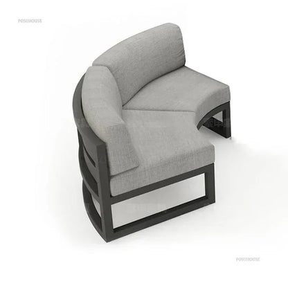 Outdoor Waterproof Sun Protection Garden Sofas Curved Outdoor Sofa Aluminum Alloy Courtyard Villa Reception Sofa Coffee Table EE