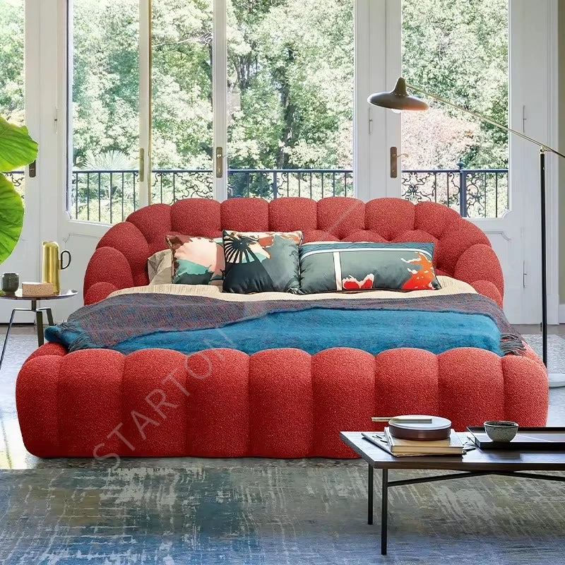 Bubble Beds Bedroom Furniture Sets Female Upholstered Cream Wind French Floor Bed Korean Princess Home King Queen Size Bed