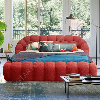 Bubble Beds Bedroom Furniture Sets Female Upholstered Cream Wind French Floor Bed Korean Princess Home King Queen Size Bed