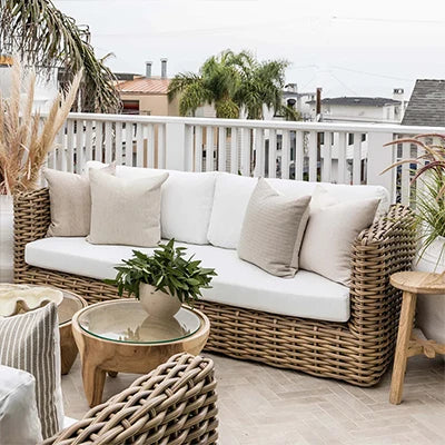 Outdoor rattan sofa courtyard outdoor terrace combination garden balcony outdoor hotel coffee table waterproof furniture
