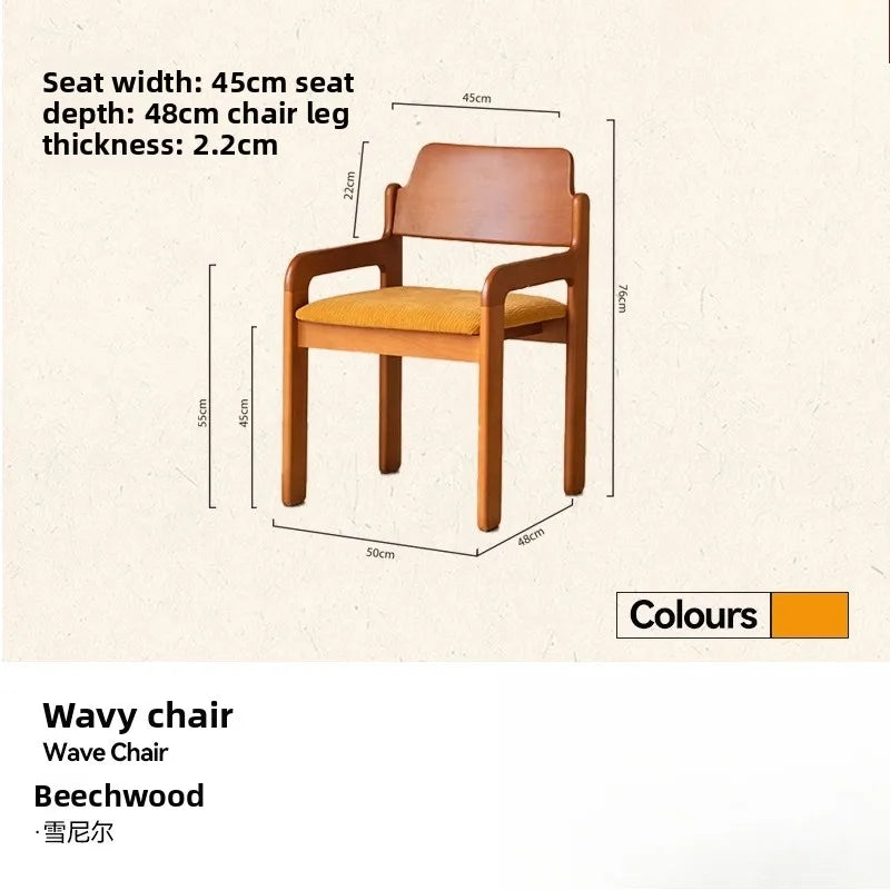 French retro solid wood dining chair home simple designer chair bedroom fabric medieval backrest single chair